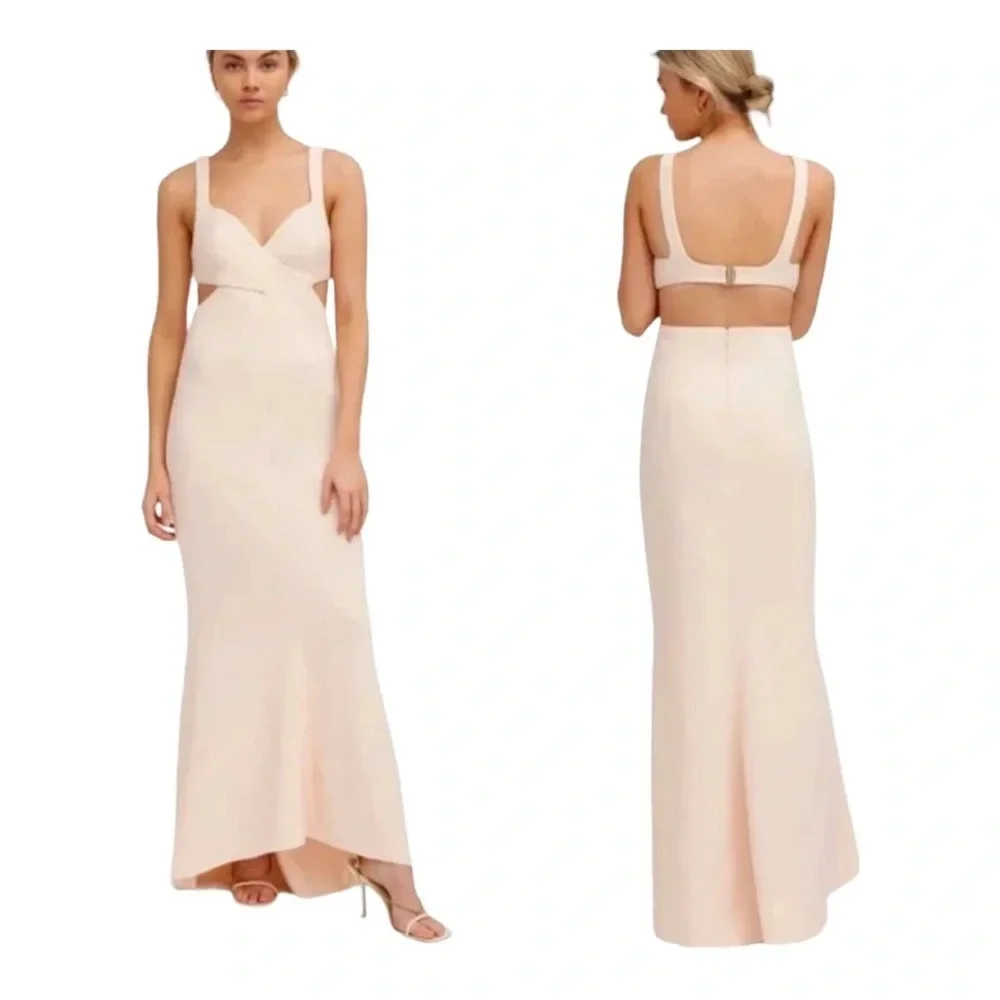 Significant Other Evie Cut Out‎ Open Back Long Dress Blush